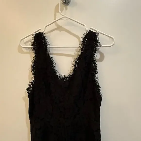 Joie Black Lace V-Neck Sleeveless Mini Dress Size M Cocktail Date Night LBD - Picture 9 of 11